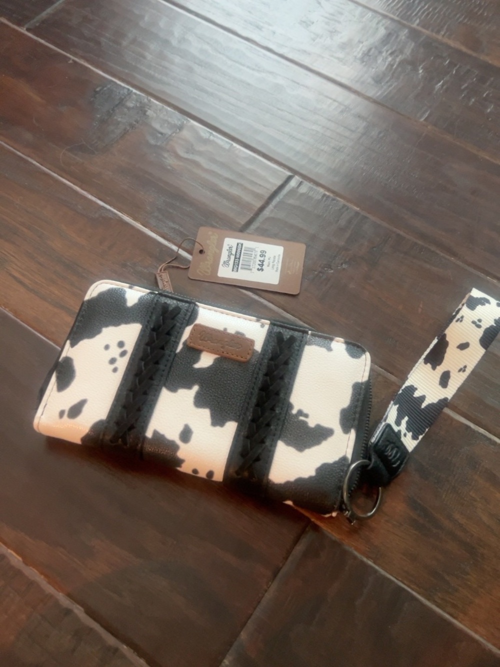Wrangler Cow Print Zip Around Wristlet Wallet NWT